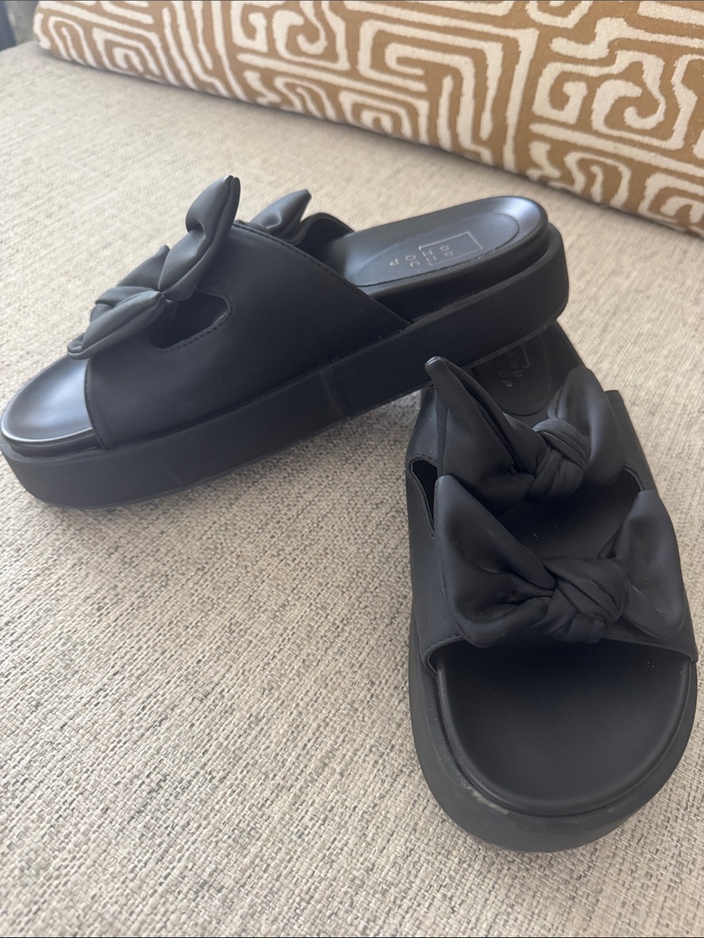 Shu Shop Kiki flatform Black Bow Platform Slide Sandals -  Women